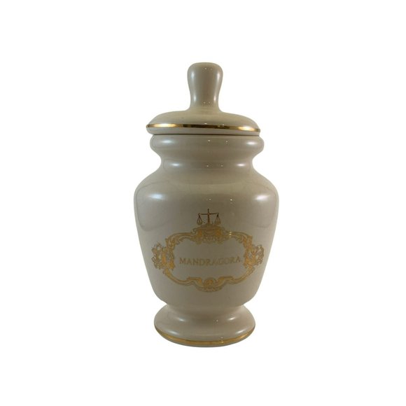 Vintage Eli Lilly Mandragora Pharmaceutical Apothecary Jar & Lid Ivory 45-147